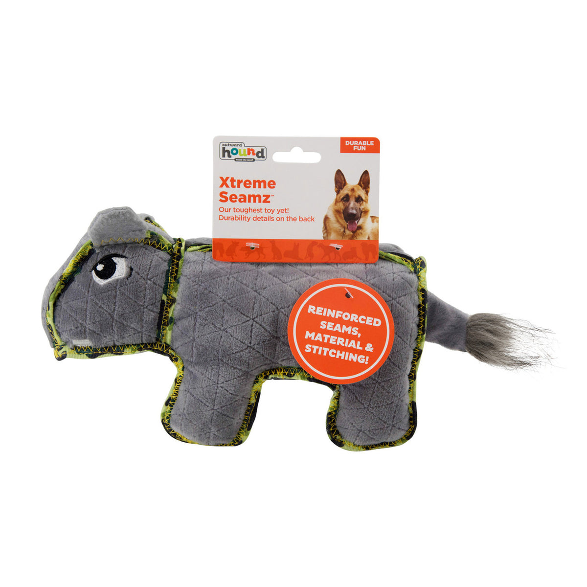 Outward Hound Xtreme Seamz Hippo Dog Toy - Dog Plush Toys