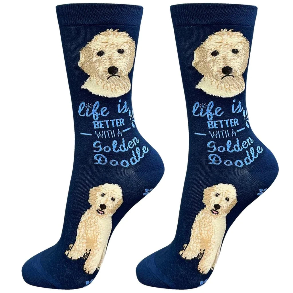 Life Is Better With A Goldendoodle Crew Socks YELLOW Life Is Better With A Goldendoodle Crew Socks YELLOW