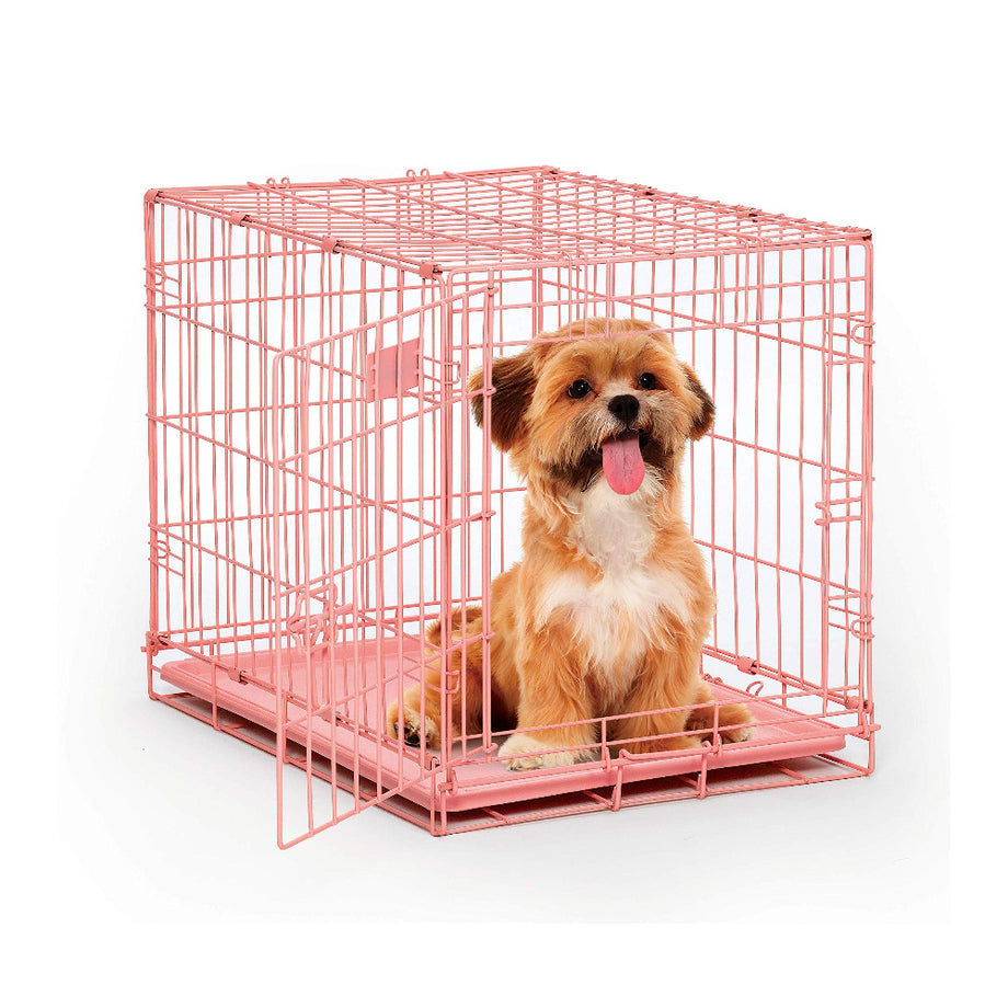 Midwest iCrate Single Door Collapsible Pink Wire Dog Crate